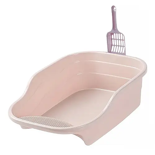 Туалет для кішок з лопаткою Lesko DT308 Pink лоток для кота