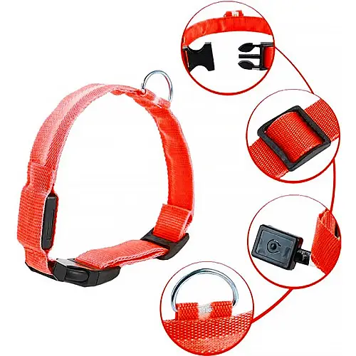 Світлодіодний LED ошийник Lesko Red L USB світиться для собак і котів