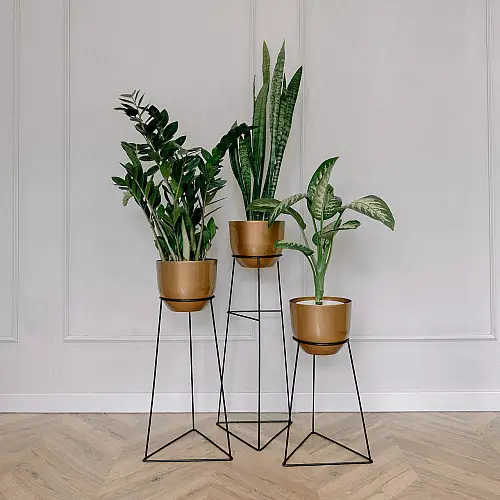 Комплект металлических подставок для цветов и вазонов Adore Décor Скандинавские 3 шт Черный