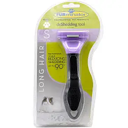 Фурмінатор з кнопкою для котів з довгою вовною FURminator S 46 мм Чорно-бузковий