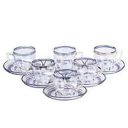 Чайный сервиз на 6 персон стеклянный TS Kitchen Clear синий (HP569)