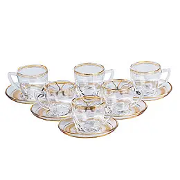 Чайный сервиз на 6 персон стеклянный TS Kitchen Clear желтый (HP570)