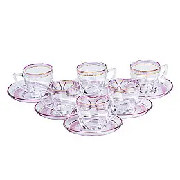 Чайный сервиз на 6 персон стеклянный TS Kitchen Clear розовый (HP571)