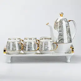 Чайный сервиз на 6 персон 8 предметов TS Kitchen мрамор (HP6166)