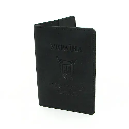Шкіряна обкладинка на військовий квиток DNK Leather-Military-doc-H-col.J чорний