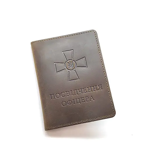 Шкіряна обкладинка на Посвідчення офіцера DNK Leather-Officer-doc-H-col.G хакі