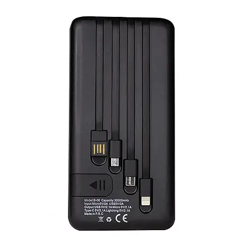 Внешній акумулятор Power Bank ProTech B-06 LCD LED Ліхтарик 30000 mAh Чорний (3_02405)