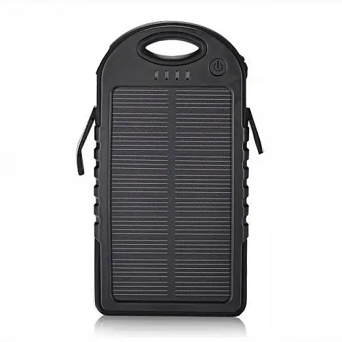 Power Bank Solar A50 + фонарь 12 LED с солнечной панелью 5000 mAh Черный (A50)