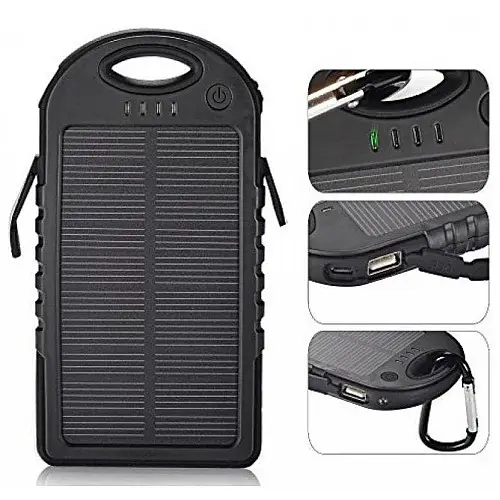 Power Bank Solar A50 + фонарь 12 LED с солнечной панелью 5000 mAh Черный (A50)