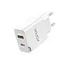 Сетеве зарядний пристрій Aspor A826 PD (20W/USB/Type-C) + кабель Type-C – Type-C - білий