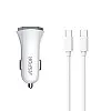 Автомобільне зарядне пристрій Aspor A906 PD (USB-C/3A/20W) + кабель Type-C – Type-C - білий
