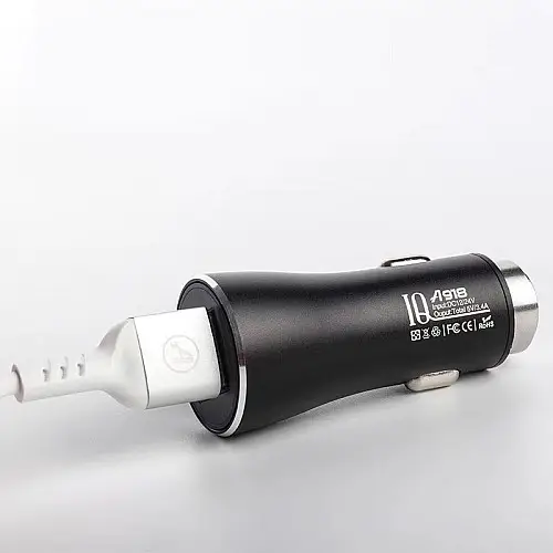 Автомобільне зарядне пристрій Aspor A918 Metal LED (2USB/3.4A) + кабель USB – Lightning - чорний