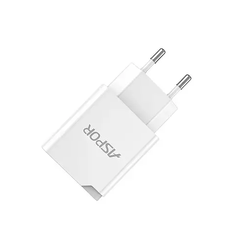 Сетевий зарядний пристрій Aspor A827 IQ (USB/2.4A) - білий