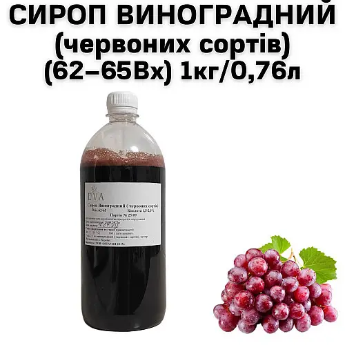 Сироп Виноградный красных сортов пластиковая бутылка Eva 1 кг/0.76 л