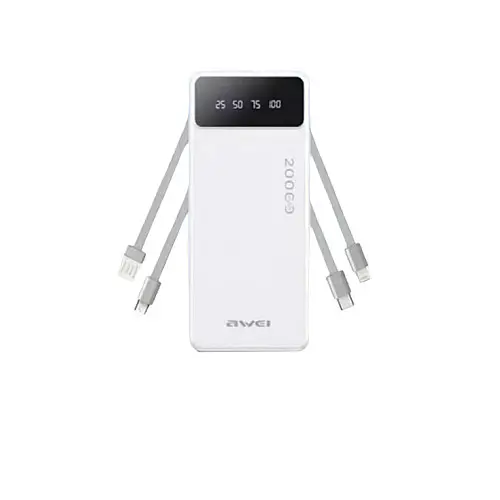 Портативна батарея Power bank 20000 mAh Awei P132K Біла