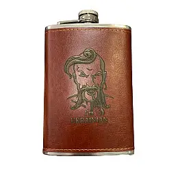 Фляга нержавеющая ТМ 4Profi с гравировкой коричневая I`m Ukrainian 9OZ 255 мл