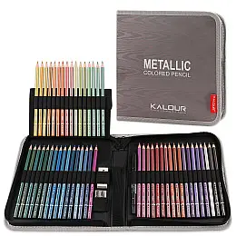 Набір кольорових олівців Kalour Metallic 50 кольорів з ефектом Металлік