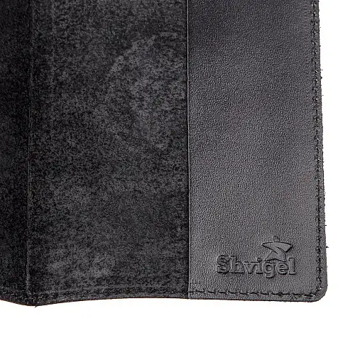 Кожаная обложка на паспорт с картой и рамкой SHVIGEL 13982 Черная