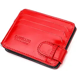 Жіночий зажим для грошей з натуральної гладкої шкіри CANPELLINI 21938 Червоний