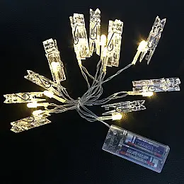 Світлодіодна гірлянда ONE LED прищепки для фото 10 led на батарейках