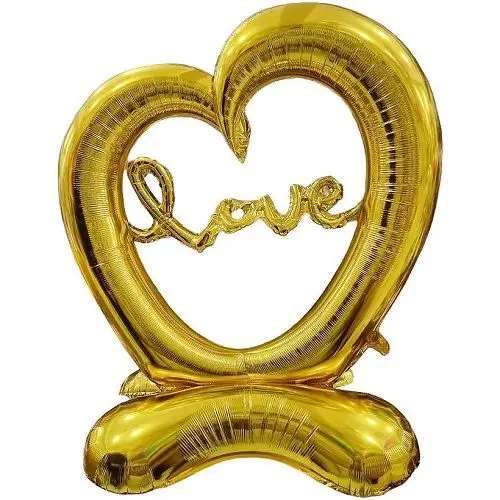 Шарик фольгований на підлогу Серце LOVE золотистий Mic (FL-013)
