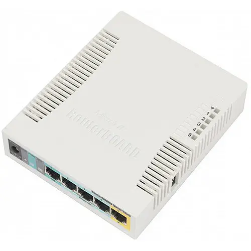 Бездротовий маршрутизатор MikroTik RB951Ui-2HND (N300, 600MHz/128Mb, 5х100Мбіт, 1хUSB, 1000mW, PoE in, PoE out, антена 2,5 дБі)