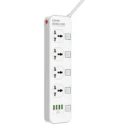 Удлинитель мережевий Ldnio SC4408, 4USB, 4 розетки, білий