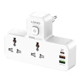 Сетевий розгалужувач фільтр LDNIO SC2311 2 розетки 2 USB 3A Type C