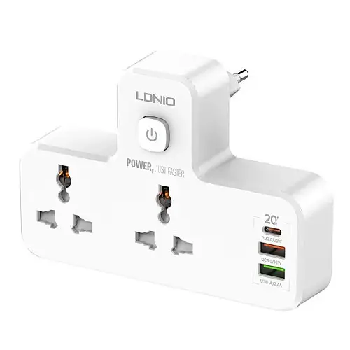 Сетевой разветвитель фильтр LDNIO SC2311 2 розетки 2 USB 3A Type C