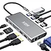 USB-хаб XON SmartHub 12 в 1 Ethernet VGA 2xHDMI 3.5 Audio SD/TF Type-C 4xUSB3.1 Серый (UHCHP125300G 5283)
