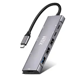 USB-хаб XON SmartHub 9 в 1 HDMI 3.5 Audio SD/TF 2xType-C 3xUSB3.0 Серый (UHCHP095300G 5245)