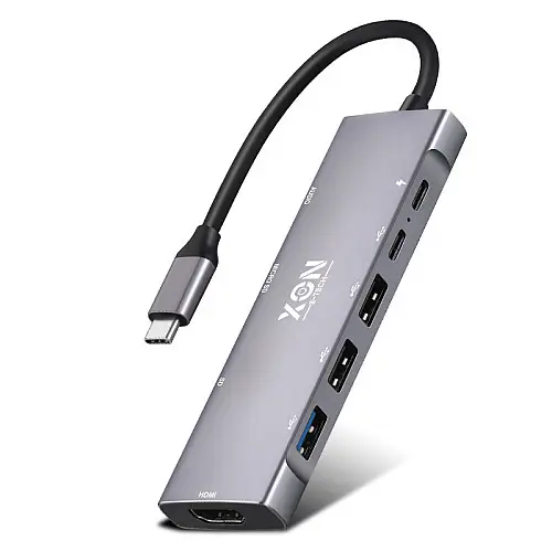 USB-хаб XON SmartHub 9 в 1 HDMI 3.5 Audio SD/TF 2xType-C 3xUSB3.0 Серый (UHCHP095300G 5245)