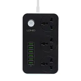 Удлинювач мережевий LDNIO SC3604 на 3 розетки 6USB 3.4A 2 м Чорний