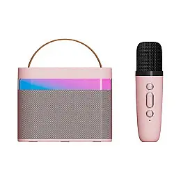 Портативная Караоке Система Детская KTV К13 Bluetooth Колонка + Микрофон + LED Подсветка Розовая (737)