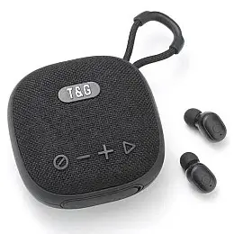 Портативна акумуляторна Bluetooth колонка та вакуумні бездротові навушники T&G TG-813 5W Black