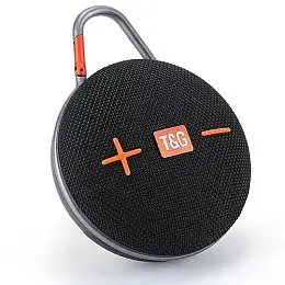 Портативна акумуляторна Bluetooth колонка з карабіном T&G TG-648 FM Radio AUX micro-SD USB 5W Чорна