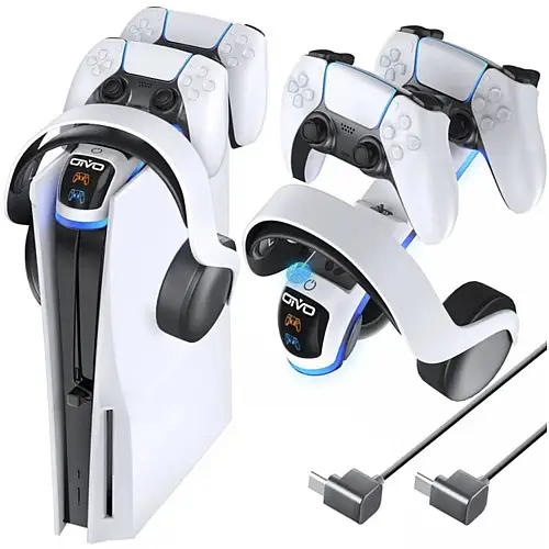 Зарядка для джойстика Otvo DualSense пристрій для контролера PS на 2 геймпада Білий