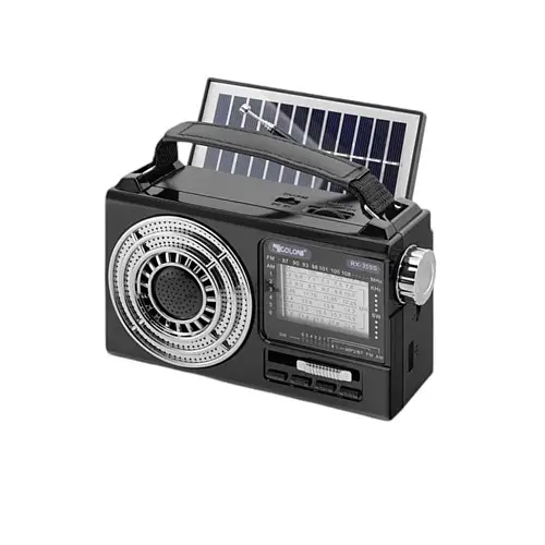Радиоприемник аккумуляторный с фонариком и солнечной панелью Solar Golon RX-355S Black