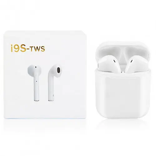 Бездротові блютуз навушники i9s TWS з боксом для зарядки White (au063-hbr)