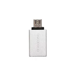Переходник адаптер Borofone BV2 USB-A to Micro-USB OTG USB 3.0 Silver