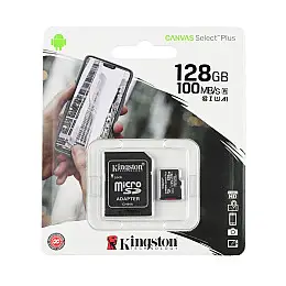 Карта пам'яті з адаптером MicroSDXC King Canvas Select Plus UHS-1 128gb Class 10 Чорний