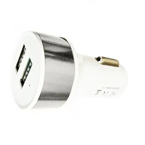 Зарядний пристрій Car 12584 автомобільне кругле 2USB 2.1A Біле Срібло (11566-hbr)