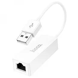 Адаптер перехідник Hoco UA22 LAN 100 Mbps USB to RJ45 F 150 мм Білий