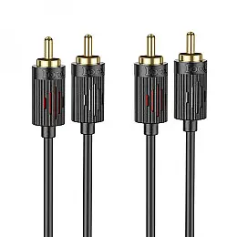 Аудіокабель Hoco UPA29 dual AUX Jack 3.5 на 2 RCA / 1.5 м Чорний