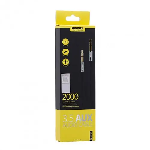 Аудіокабель AUX Remax RL-L200 AUX 3.5 miniJack M-M 2 м Чорний