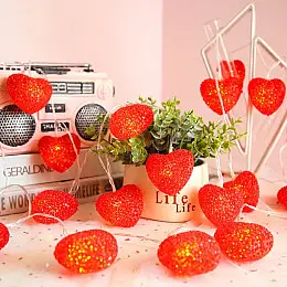 Гірлянда B-Led Серця 20 лампочок на 3м від мережі червоні