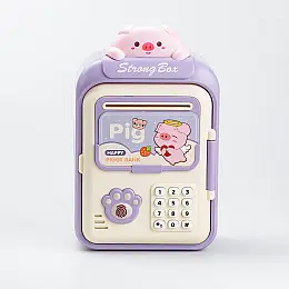 Копилка-сейф детская Happy Life Pig с кодовым замком и отпечатком пальца сиреневый (HP12265V)