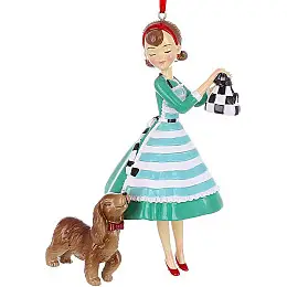 Елочная игрушка BonaDi Girl and spaniel 10х7х15 см Разноцветный DP232143