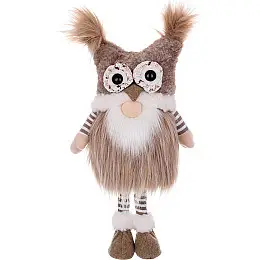 Декоративная игрушка Gnome with owl hat 46 см Коричнево-бежевый BonaDi DP232207