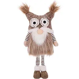 Декоративная игрушка Gnome with owl hat 58 см Бежево-коричневый BonaDi DP232208